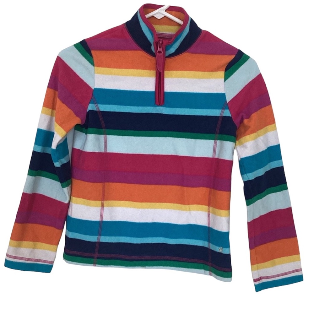 Old Navy bold multicolored rainbow striped 1/4 zip fleece sweatshirt | girls L